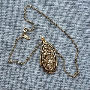 Marcia Moran Gold Plated Druzy Stone Pendant Necklace 18” Long